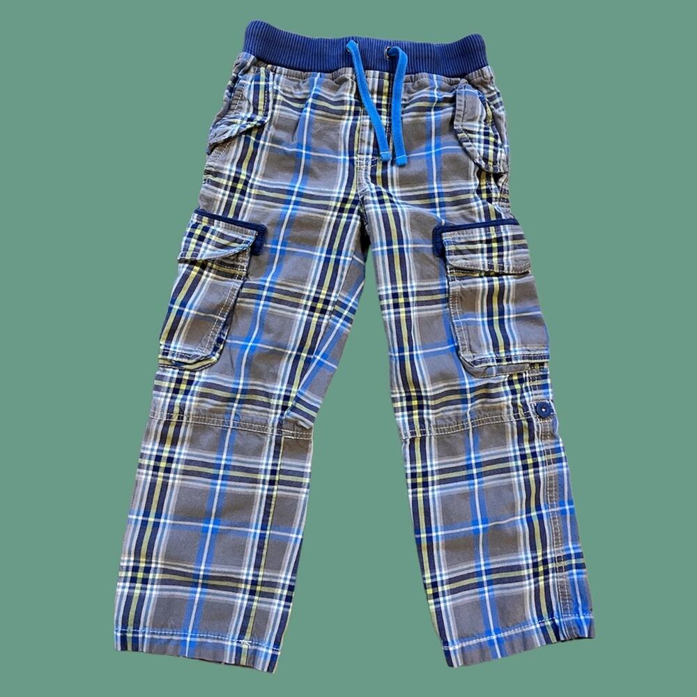 Mini Boden Plaid Roll Tab Convertible Pants Size 6 Boys